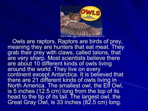 Owls by Gail Gibbons ppt