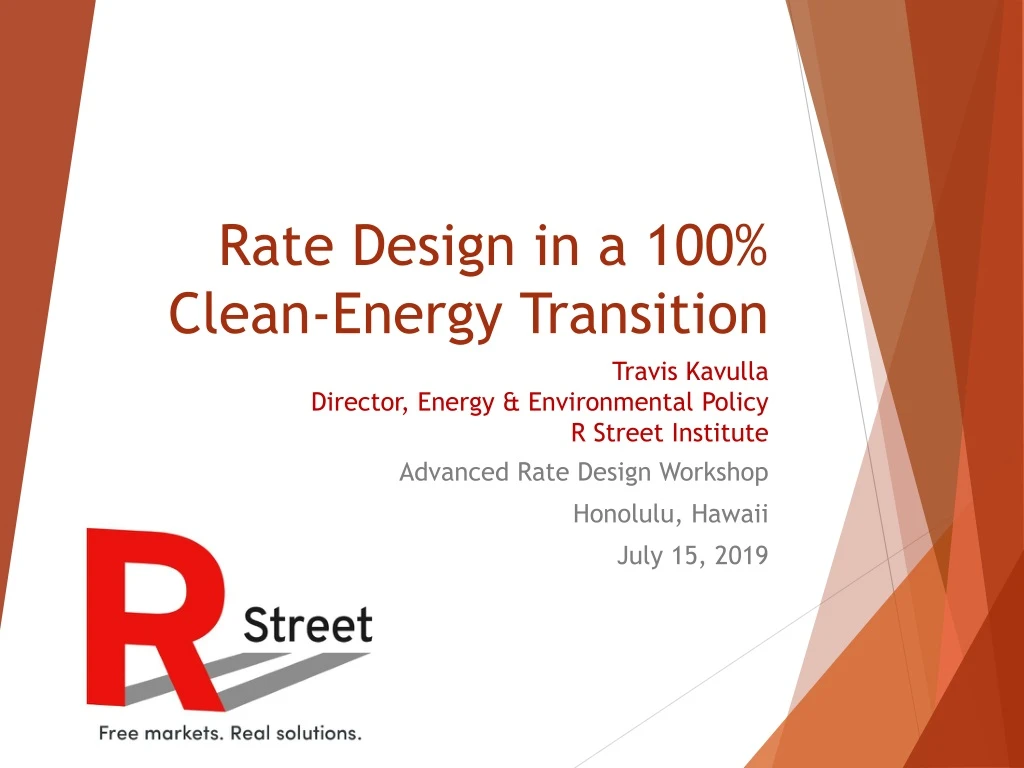rate design in a 100 clean energy transition