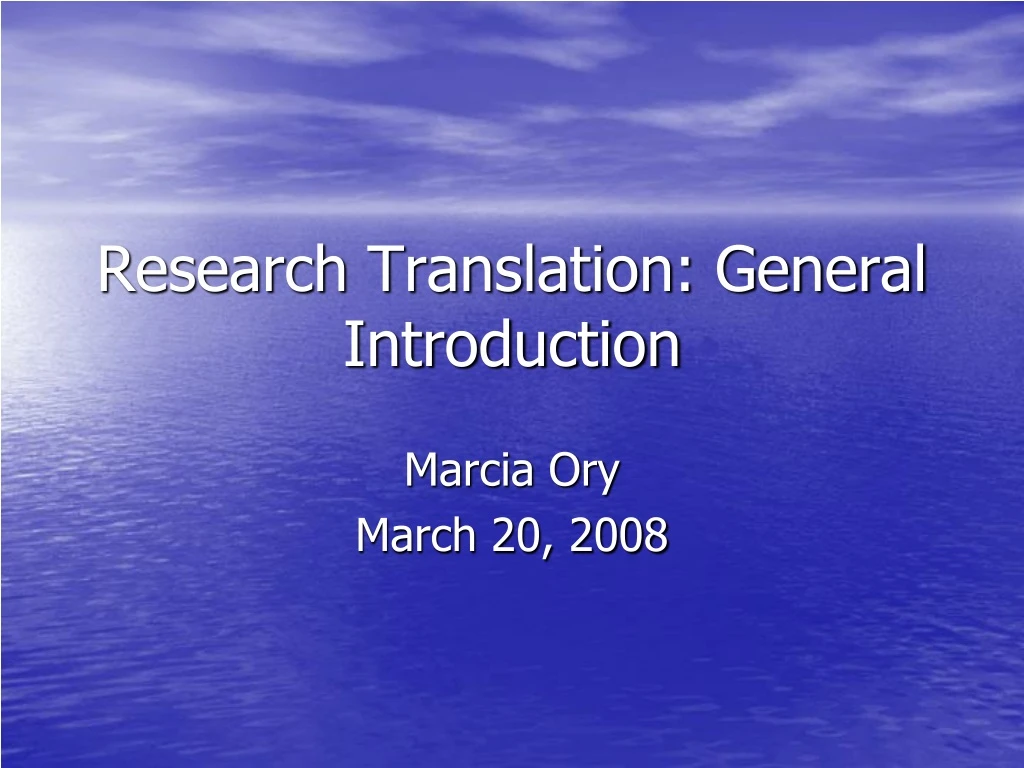research translation general introduction