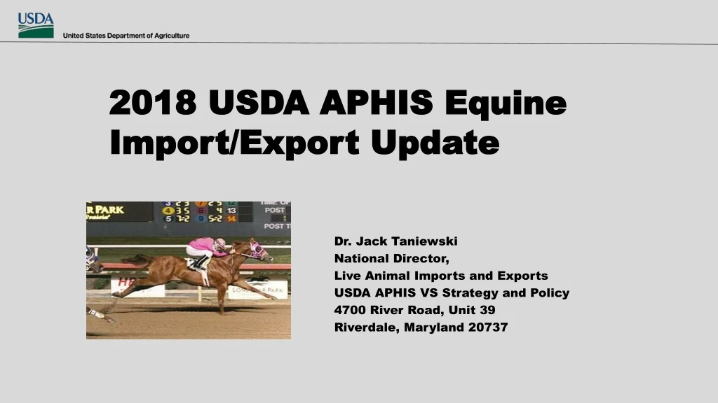 2018 usda aphis equine import export update