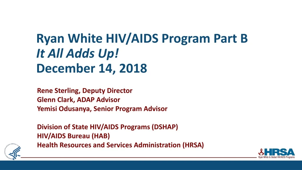 ryan white hiv aids program part b it all adds up december 14 2018