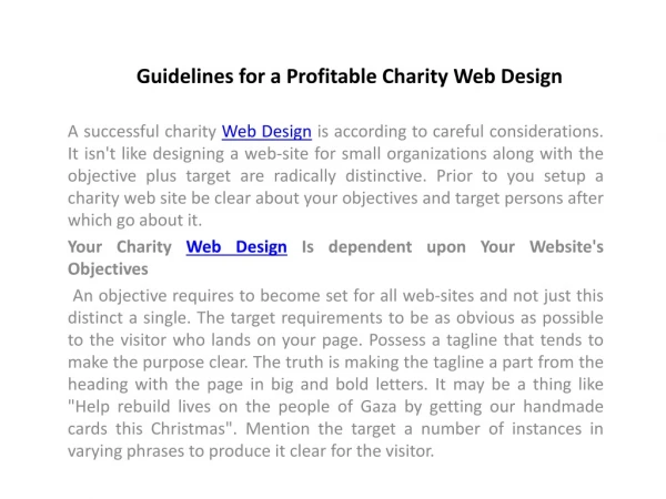 Guidelines for a Profitable Charity Web Design