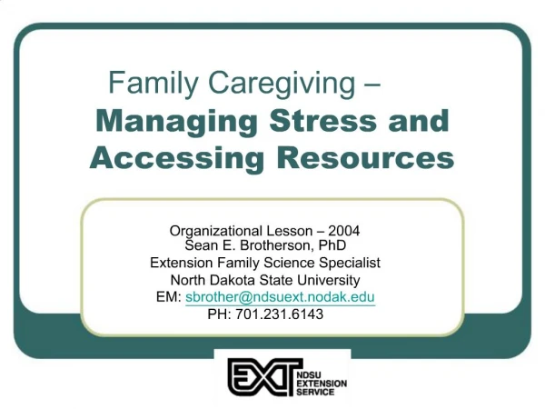 Family Caregiving Managing Stress and Accessing Resources