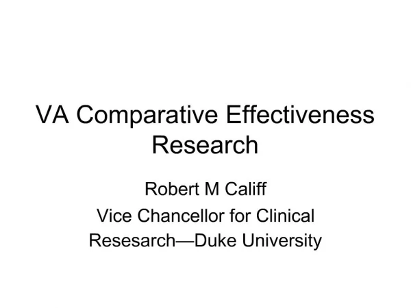 VA Comparative Effectiveness Research