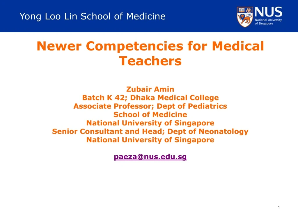 newer competencies for medical teachers zubair