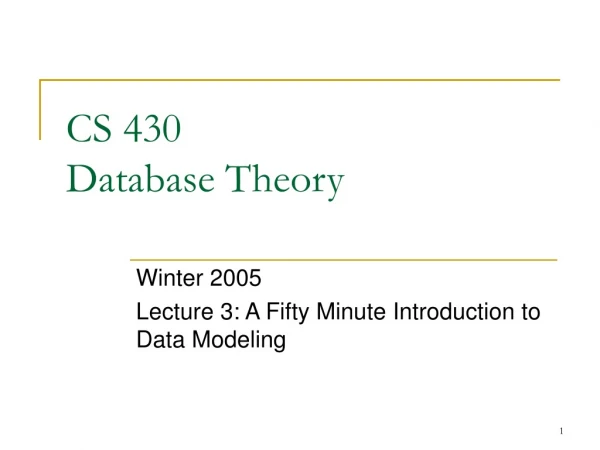 CS 430 Database Theory