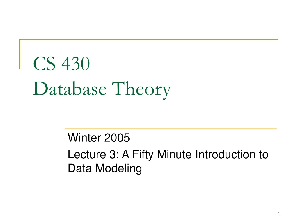 cs 430 database theory
