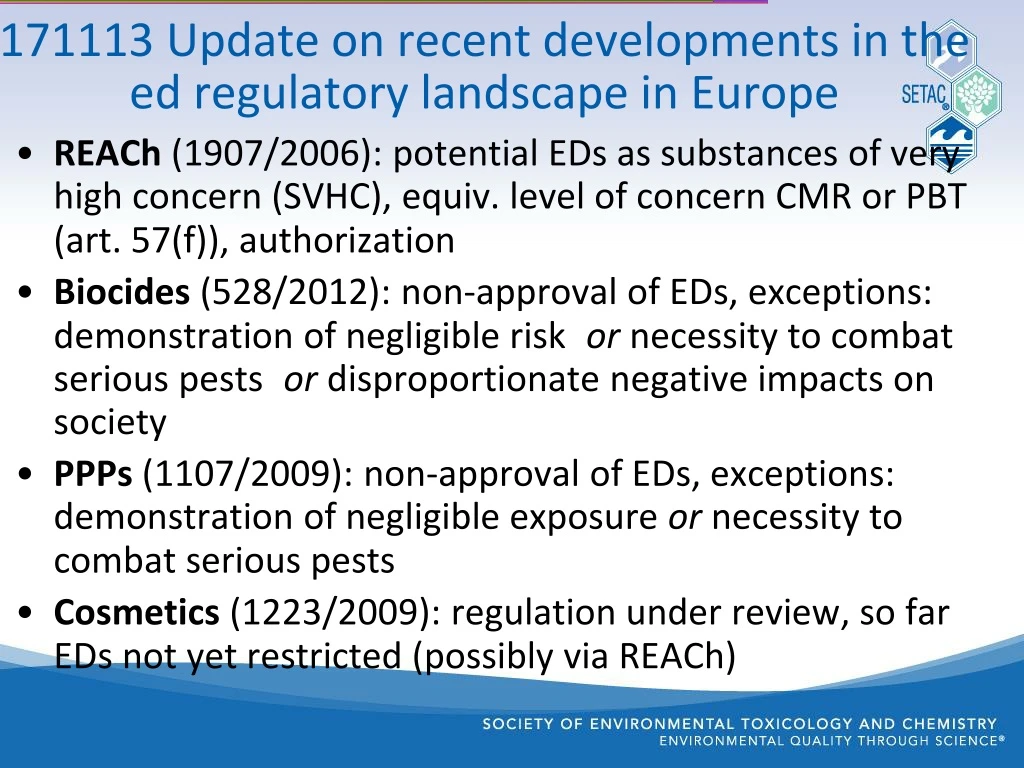 171113 update on recent developments in the ed regulatory landscape in europe