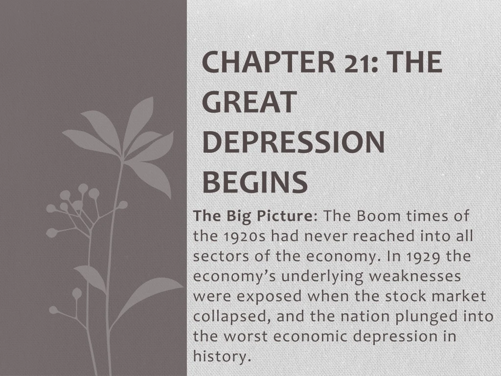 chapter 21 the great depression begins