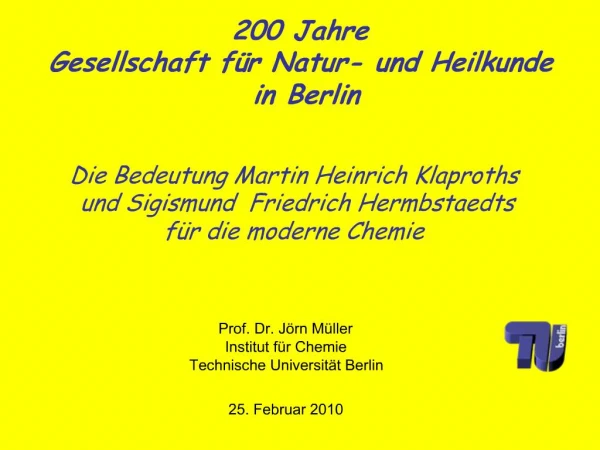 200 Jahre Gesellschaft f r Natur- und Heilkunde in Berlin