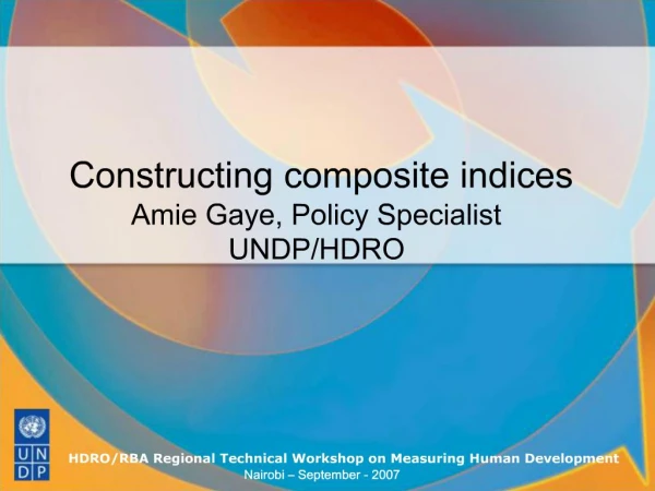 Constructing composite indices Amie Gaye, Policy Specialist UNDP