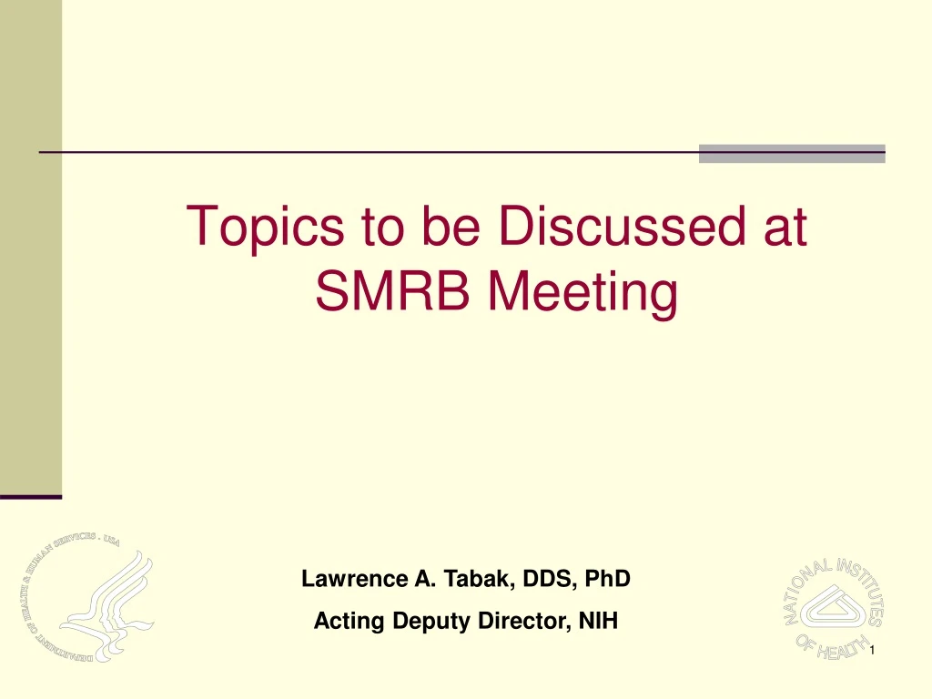 topics to be discussed at smrb meeting