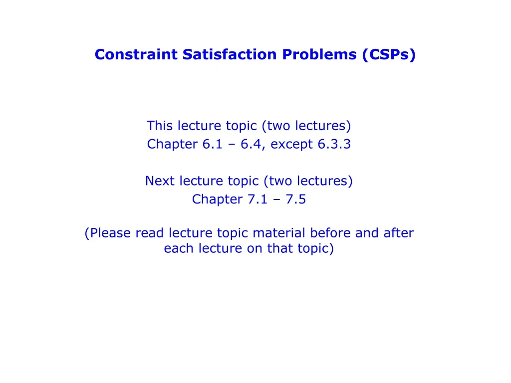 constraint satisfaction problems csps
