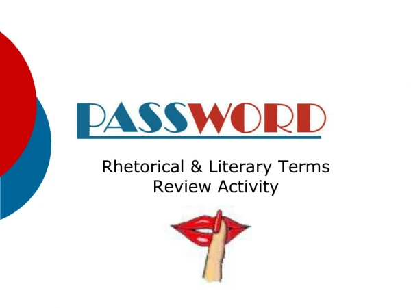 Rhetorical &amp; Literary Terms Review Activity