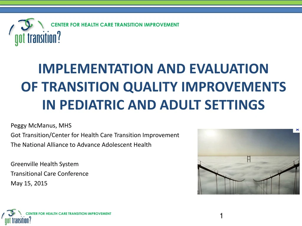 implementation and evaluation of transition quality improvements in pediatric and adult settings