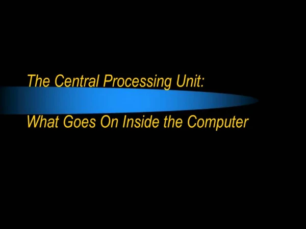 The Central Processing Unit: What Goes On Inside the Computer