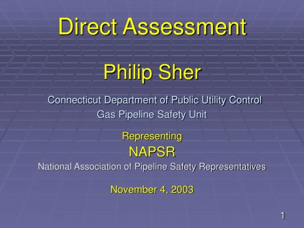 Philip Sher Connecticut Department of Public Utility Control Gas Pipeline Safety Unit