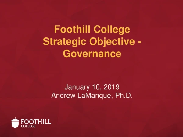 Foothill College Strategic Objective - Governance