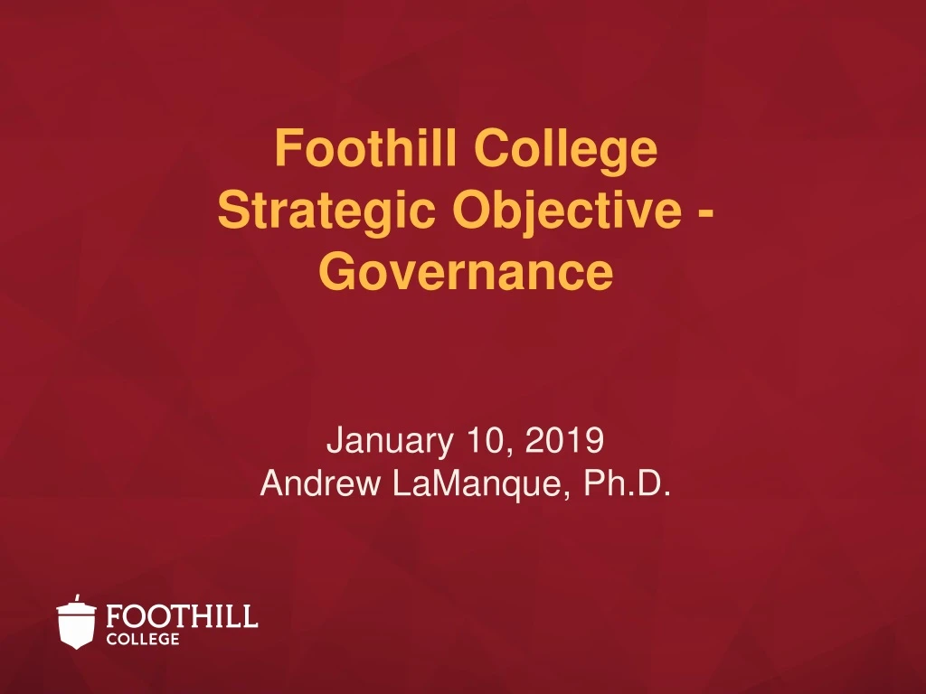 foothill college strategic objective governance
