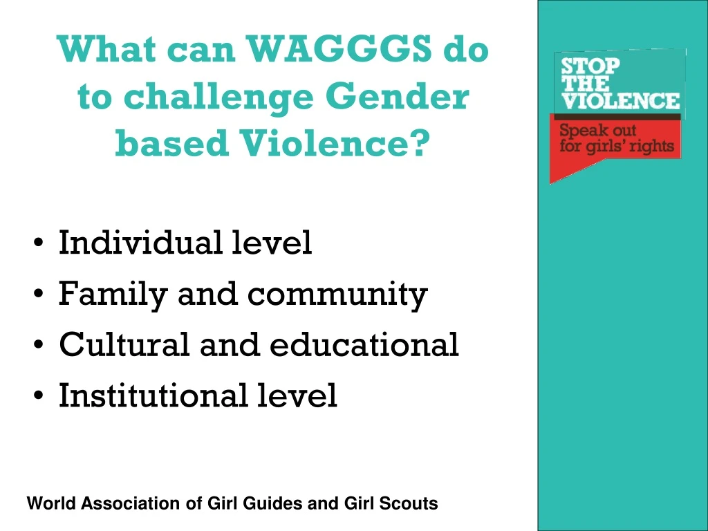 what can wagggs do to challenge gender based violence