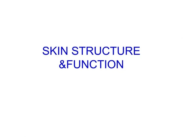 SKIN STRUCTURE FUNCTION