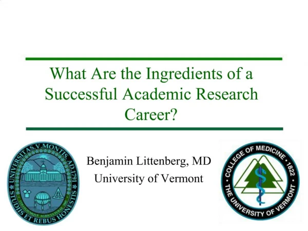 What Are the Ingredients of a Successful Academic Research Career