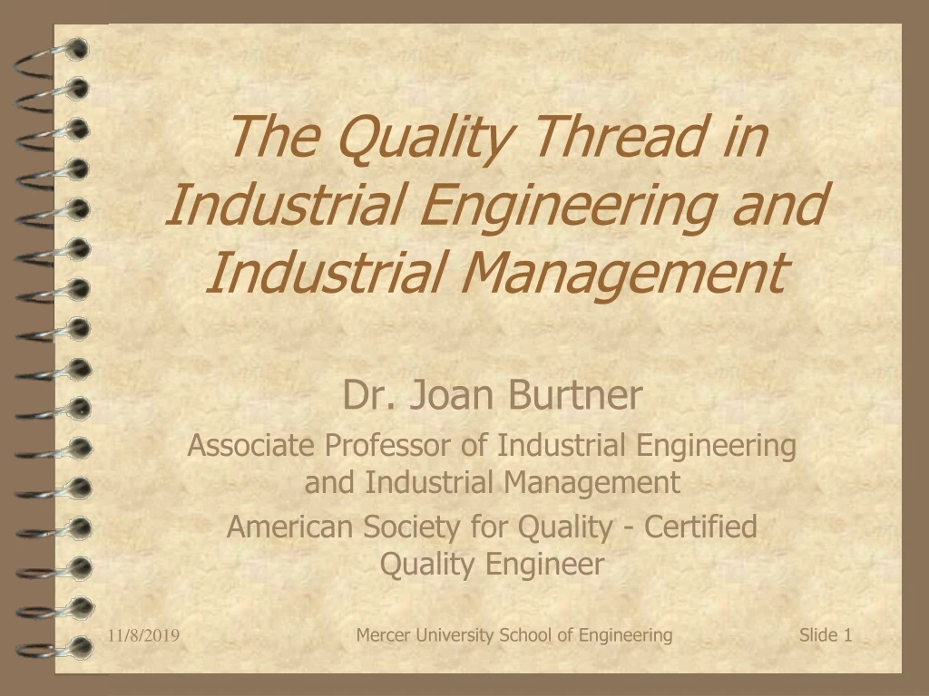 the quality thread in industrial engineering and industrial management