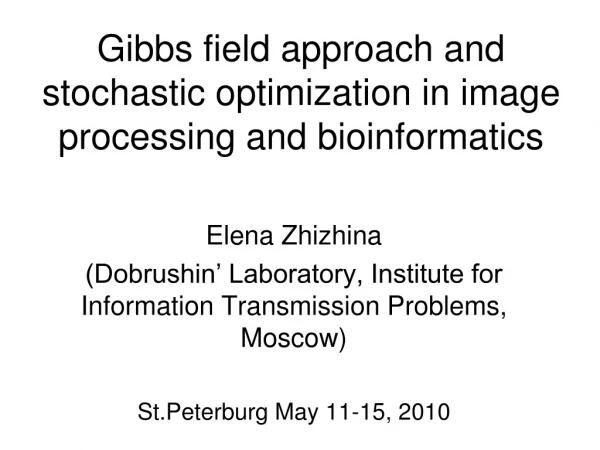 Gibbs field approach and stochastic optimization in image processing and bioinformatics