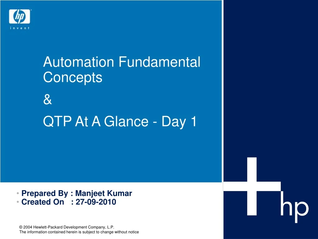 automation fundamental concepts qtp at a glance