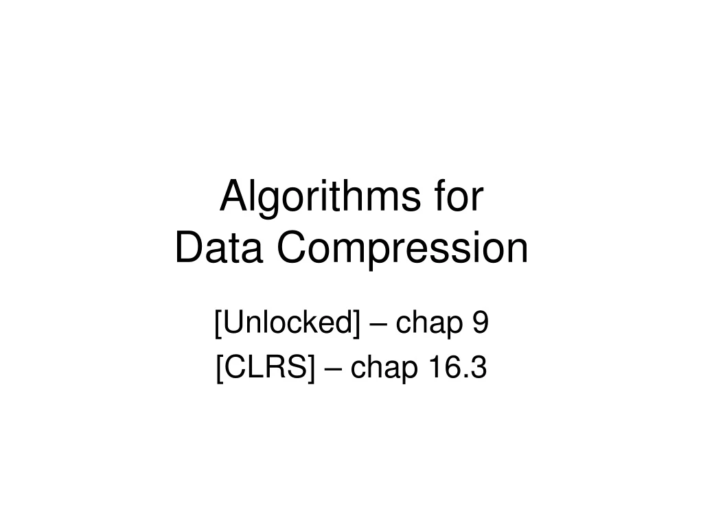 algorithms for data compression