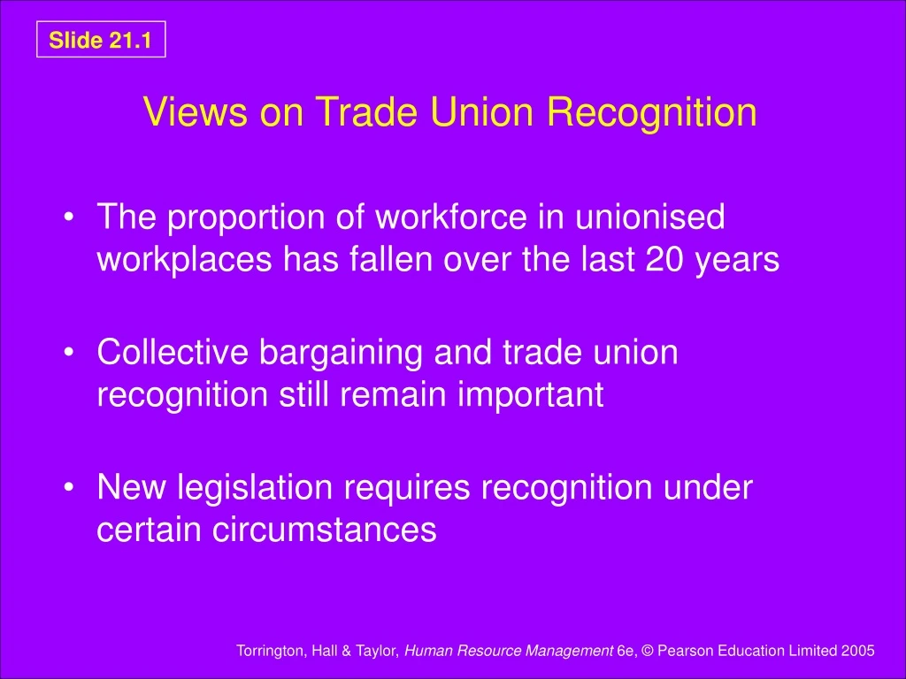 views on trade union recognition