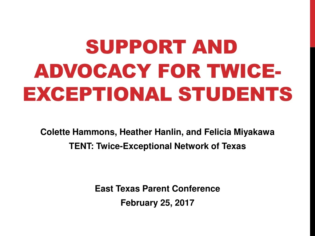 support and advocacy for twice exceptional students