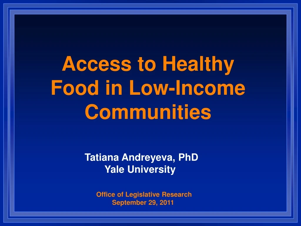 access to healthy food in low income communities