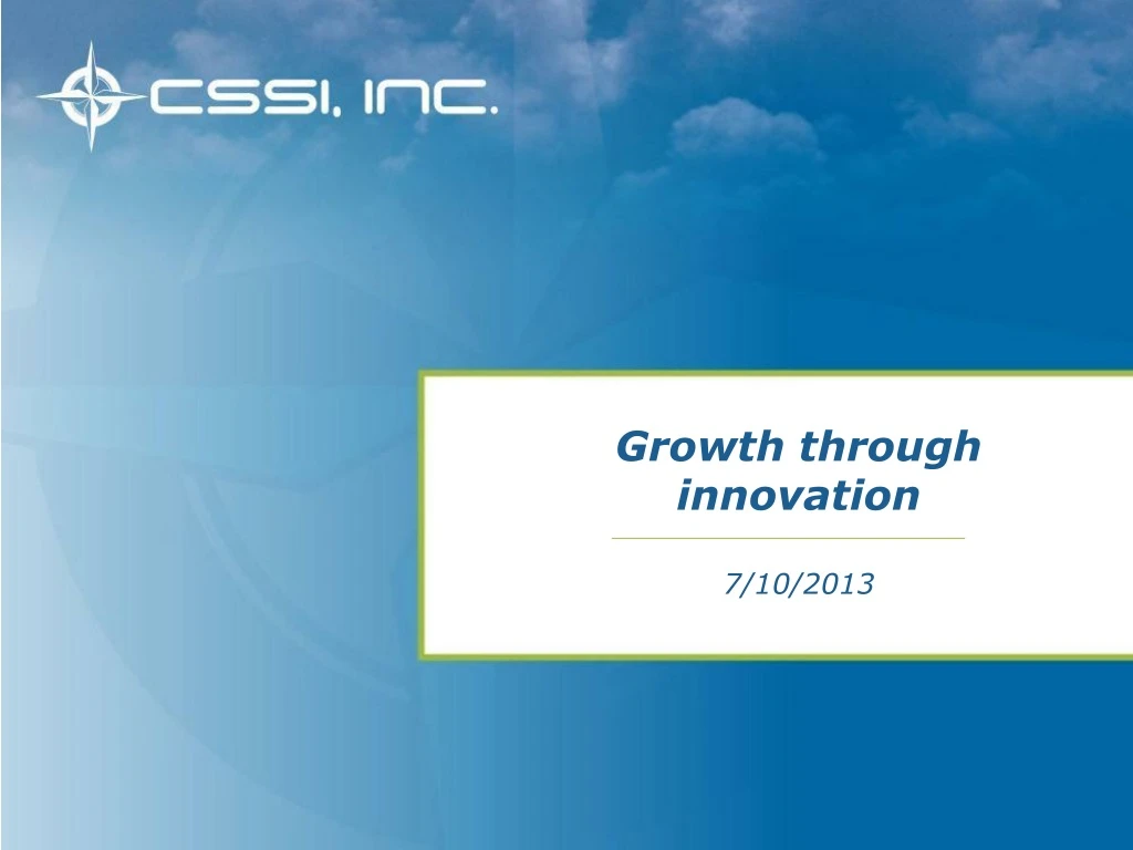 growth through innovation 7 10 2013