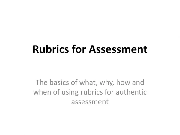 Rubrics for Assessment