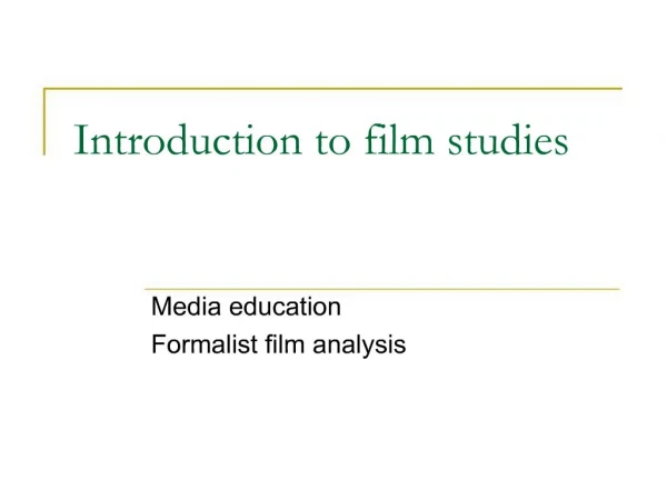introduction to films