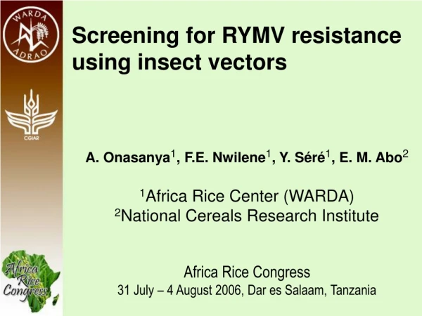 Screening for RYMV resistance using insect vectors
