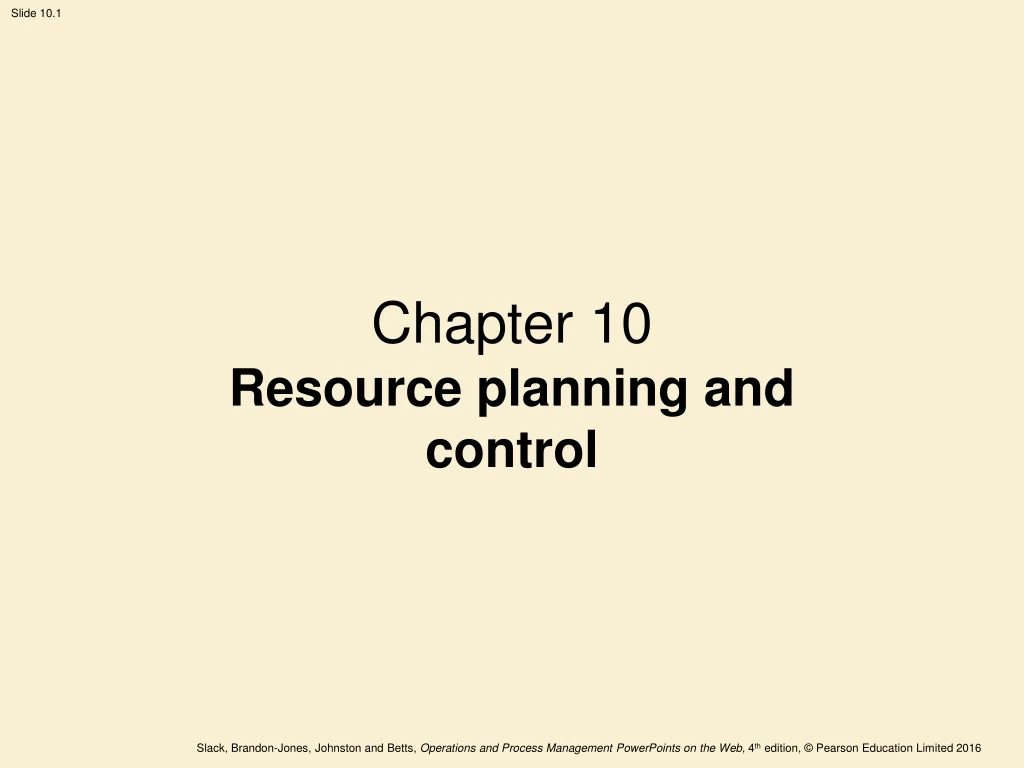 chapter 10 resource planning and control