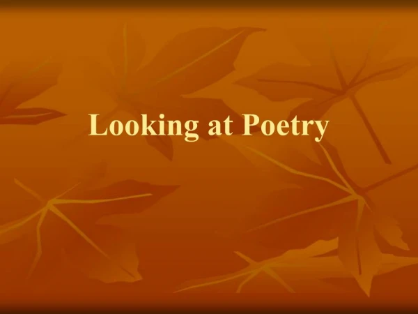 Looking at Poetry