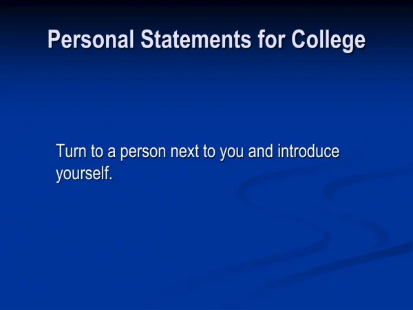 Personal Statements for College