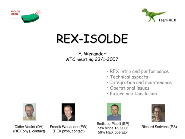 REX-ISOLDE F. Wenander ATC meeting 23/1-2007