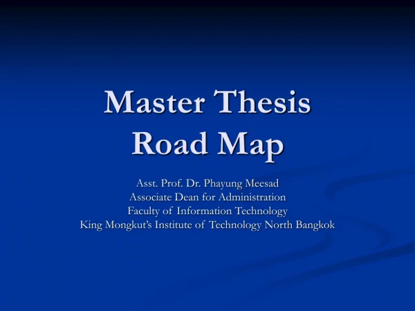 Master Thesis Road Map