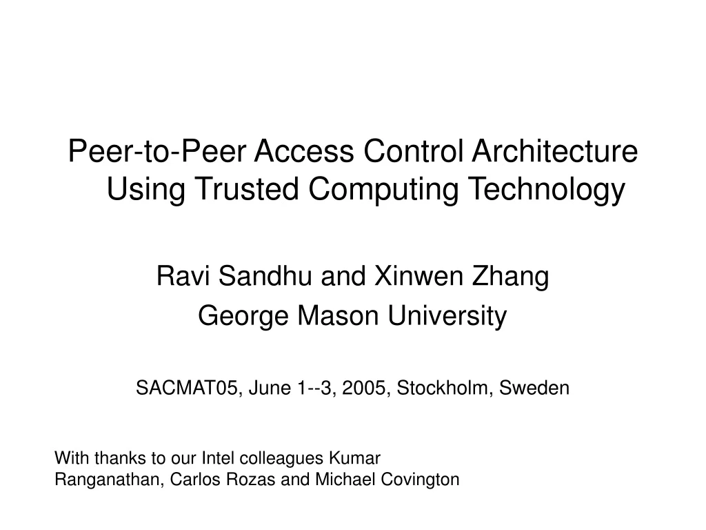 peer to peer access control architecture using