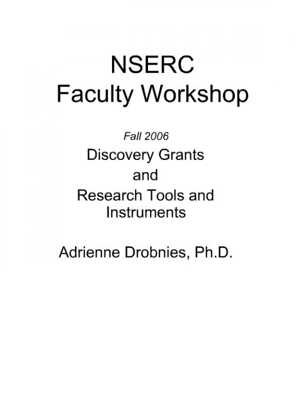 NSERC Faculty Workshop