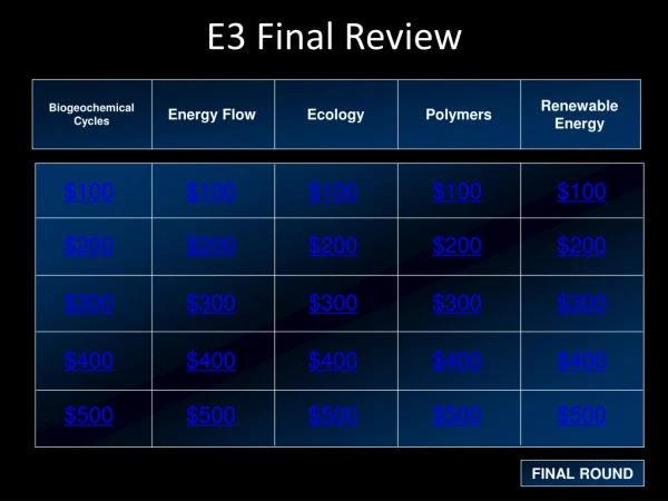 E3 Final Review
