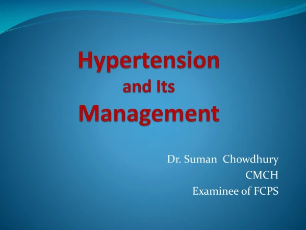 Hypertension and Its Management