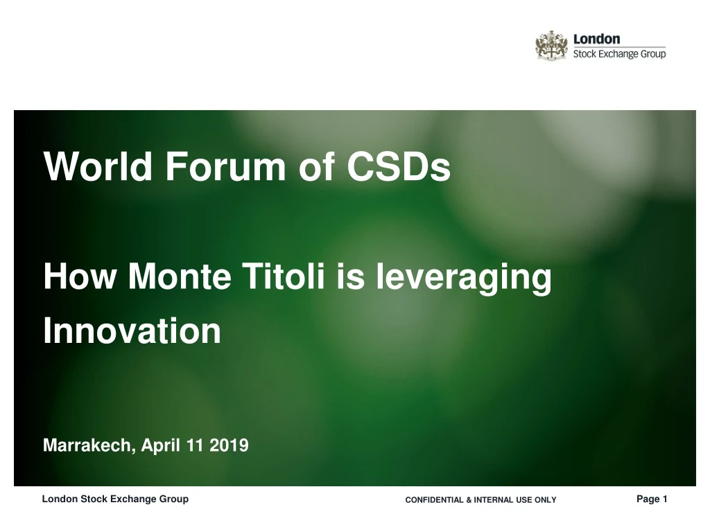 world forum of csds how monte titoli is leveraging innovation marrakech april 11 2019