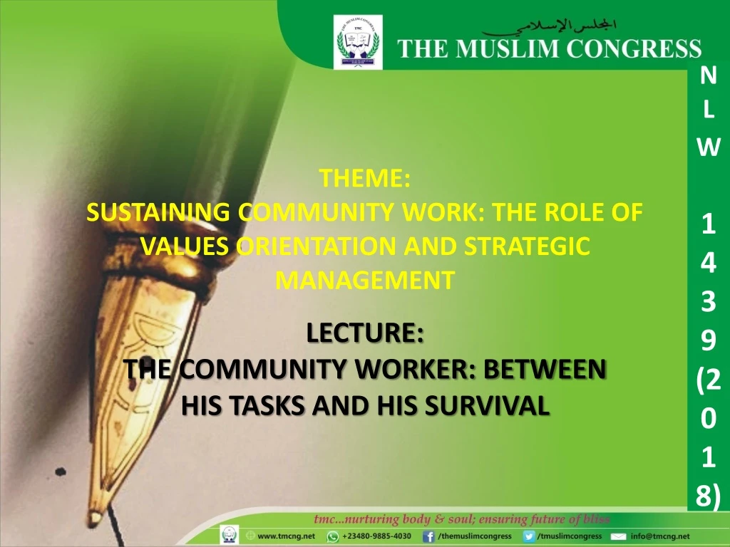 theme sustaining community work the role of values orientation and strategic management
