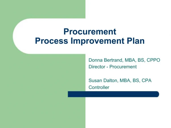 Procurement Process Improvement Plan