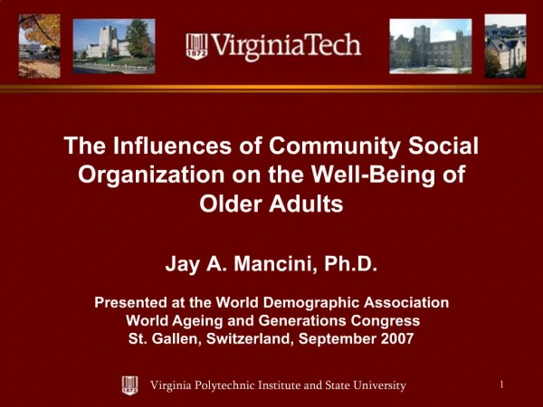 The Influences of Community Social Organization on the Well-Being of Older Adults